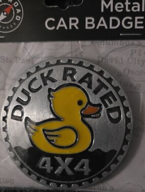 Open Road Brands Yellow Duck Rated 4x4 Metal Car Badge